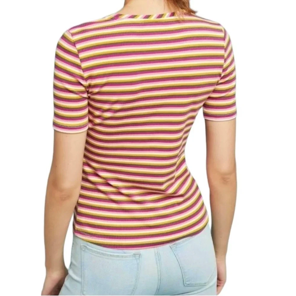 Maeve by Anthropologie Multi Striped Ribbed Top size XS - Picture 5 of 8